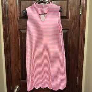 Pink White Stripe Lulu B Women’s Golf Dress Size M Sleeveless NWOT